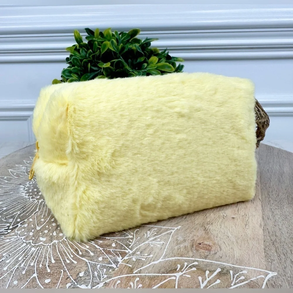 Faux Fur Yellow Cosmetic Bag